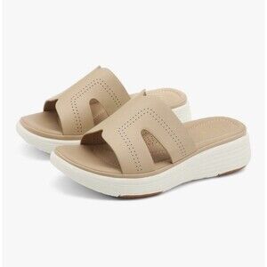 UBFEN Womens Platform Sandals Slide Wedge Sandals Size 9 A-khaki